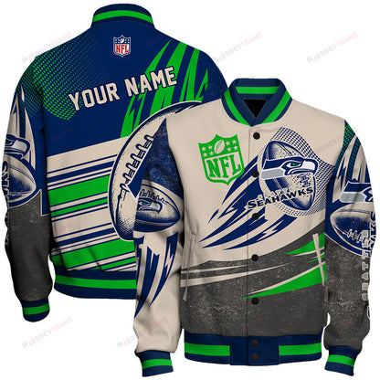 Seattle Seahawks - National Football League Customized AOP Varsity Jacket V10 - All-Over-Printed Jacket