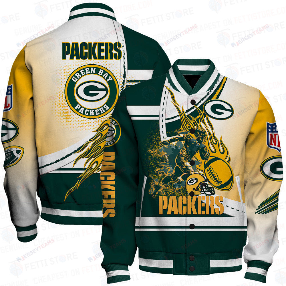 Green Bay Packers American Football League Pattern Varsity Jacket SH1 V3 - All-Over-Printed Jacket