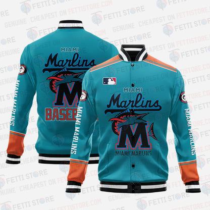 Miami Marlins - Major League Baseball AOP Varsity Jacket V5 - All-Over-Printed Jacket