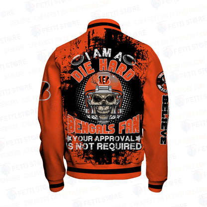 Cincinnati Bengals Skull Helmet Halloween Pattern Varsity Jacket - All-Over-Printed Jacket
