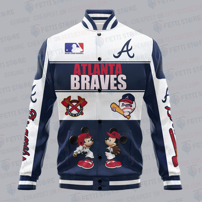 Atlanta Braves City And Logo Pattern Print Varsity Jacket - All-Over-Printed Jacket