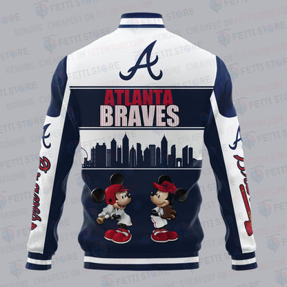 Atlanta Braves City And Logo Pattern Print Varsity Jacket - All-Over-Printed Jacket
