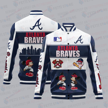 Atlanta Braves City And Logo Pattern Print Varsity Jacket - All-Over-Printed Jacket