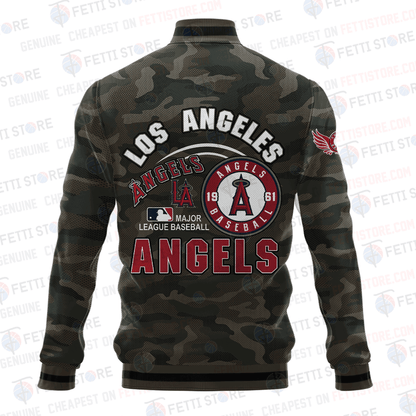 Los Angeles Angels Major League Baseball Camo AOP Varsity Jacket STM - All-Over-Printed Jacket