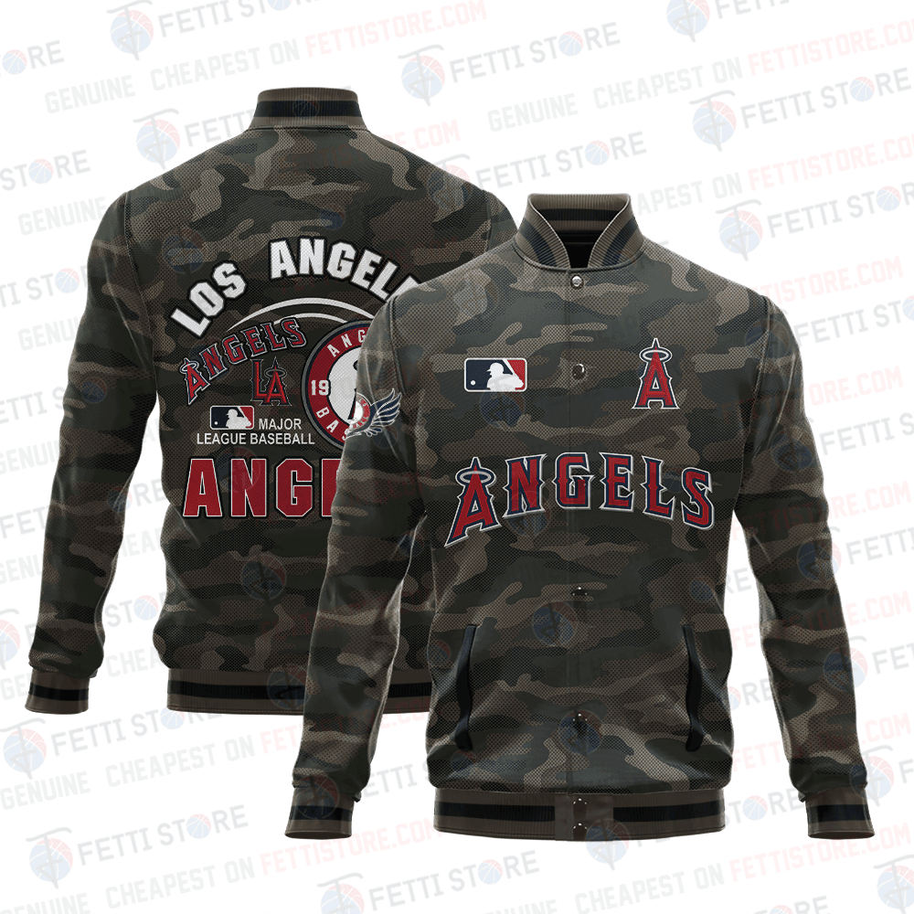 Los Angeles Angels Major League Baseball Camo AOP Varsity Jacket STM - All-Over-Printed Jacket