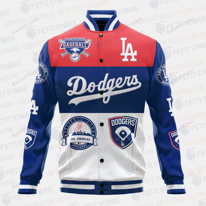 Los Angeles Dodgers Symbol Vintage Design Varsity Jacket - All-Over-Printed Jacket