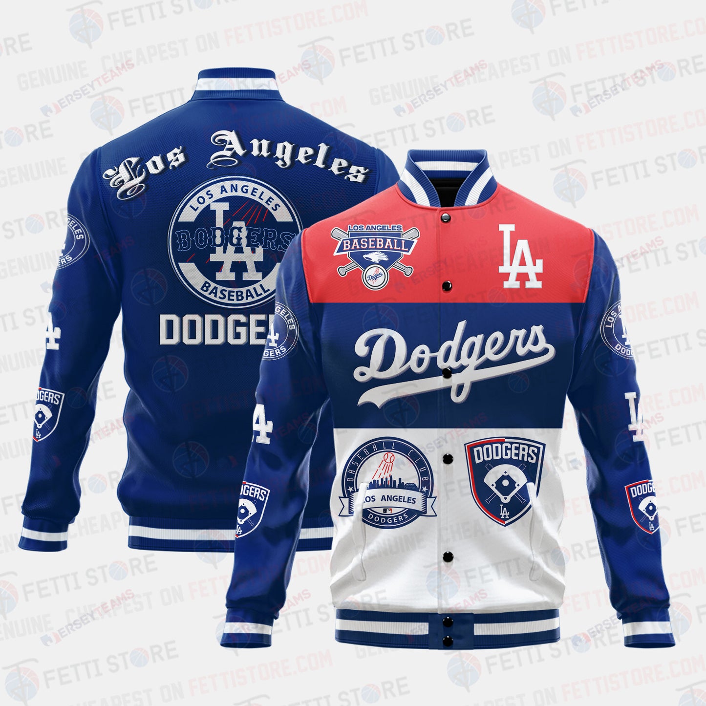 Los Angeles Dodgers Symbol Vintage Design Varsity Jacket - All-Over-Printed Jacket