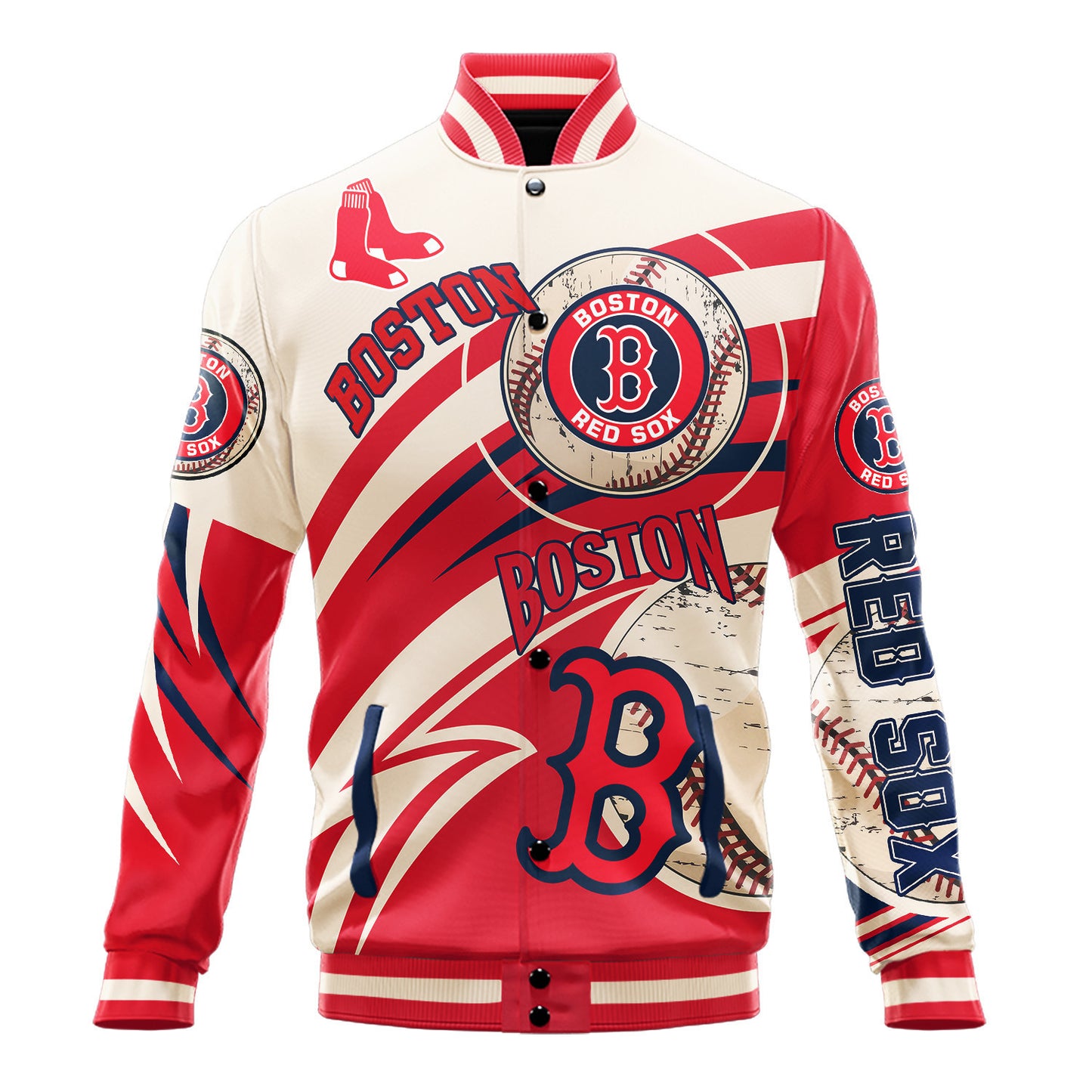 Boston Red Sox - Major League Baseball AOP Varsity Jacket V9 - All-Over-Printed Jacket