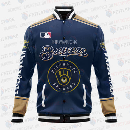 Milwaukee Brewers - Major League Baseball AOP Varsity Jacket V5 - All-Over-Printed Jacket