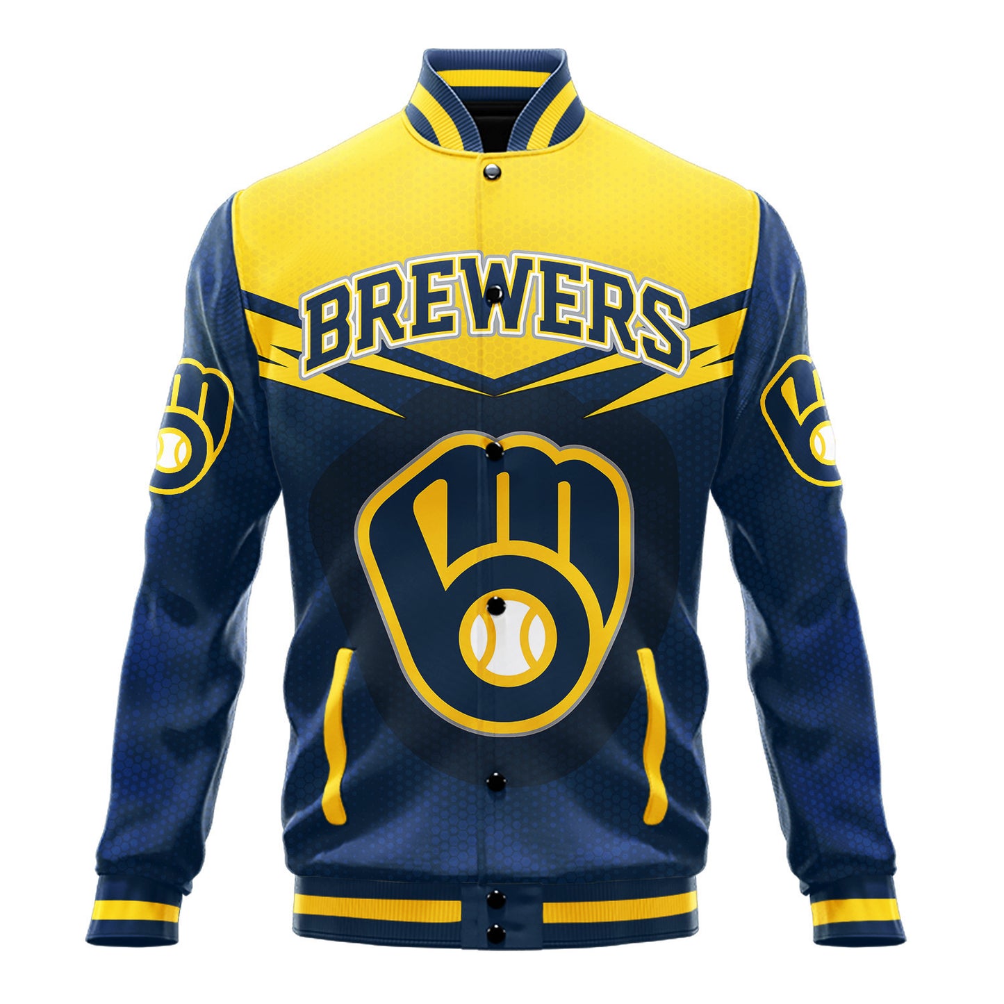 Milwaukee Brewers - Major League Baseball AOP Varsity Jacket V7 - All-Over-Printed Jacket