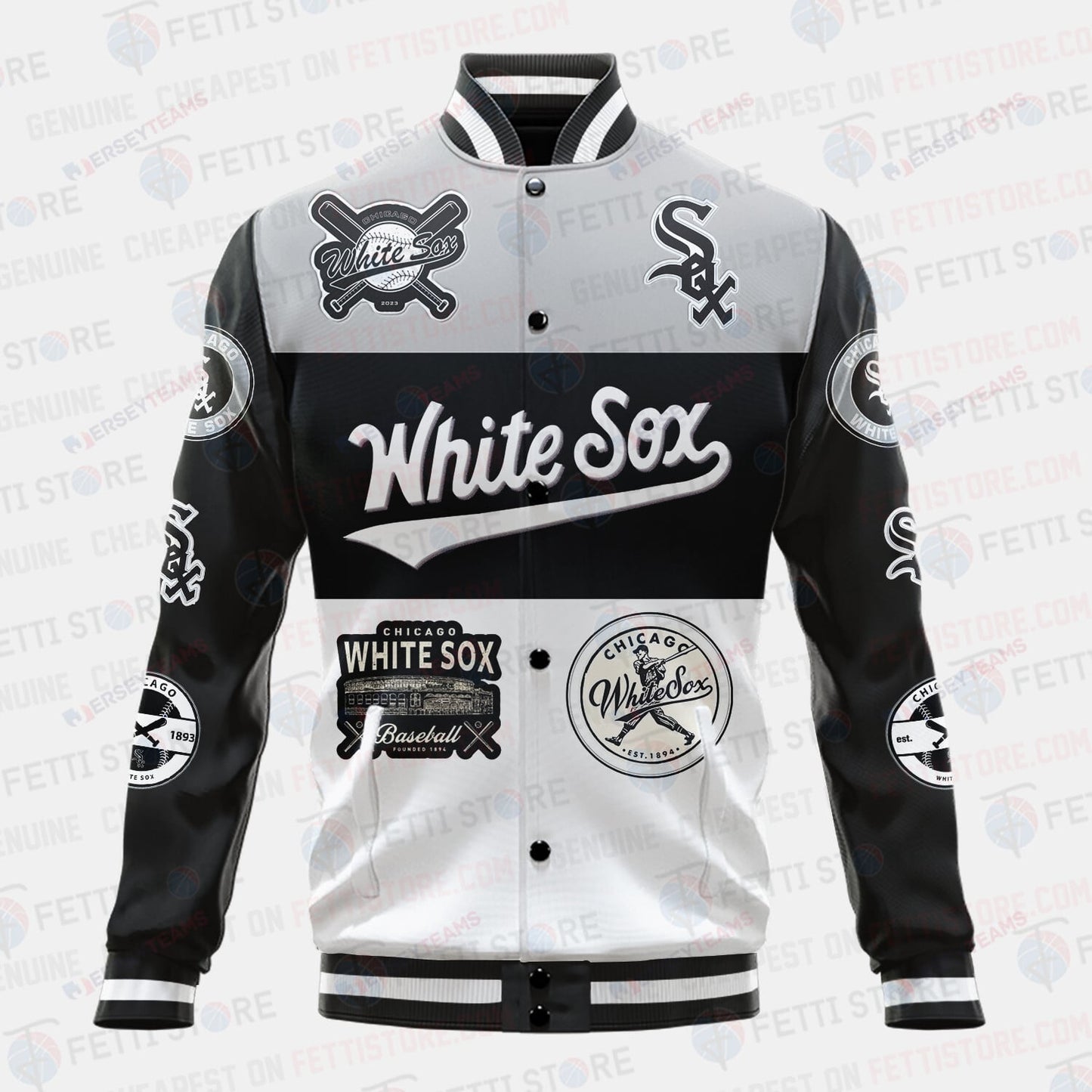Chicago White Sox Symbol Vintage Design Varsity Jacket - All-Over-Printed Jacket
