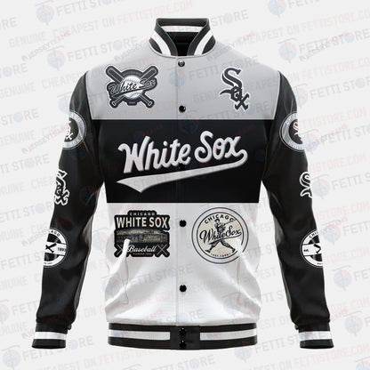 Chicago White Sox Symbol Vintage Design Varsity Jacket - All-Over-Printed Jacket