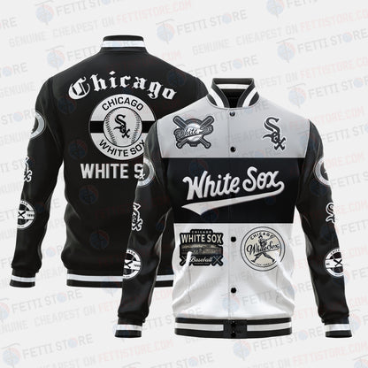 Chicago White Sox Symbol Vintage Design Varsity Jacket - All-Over-Printed Jacket