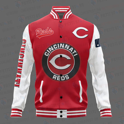 Cincinnati Reds Major League Baseball AOP Varsity Jacket STM - All-Over-Printed Jacket