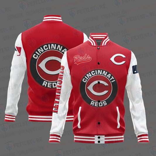 Cincinnati Reds Major League Baseball AOP Varsity Jacket STM - All-Over-Printed Jacket