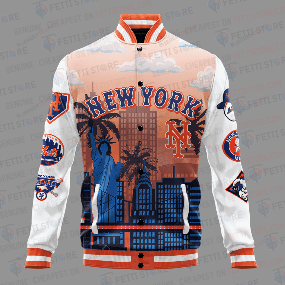 New York Mets Major League Baseball AOP Varsity Jacket STM - All-Over-Printed Jacket