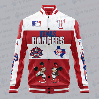 Texas Rangers City And Logo Pattern Print Varsity Jacket - All-Over-Printed Jacket