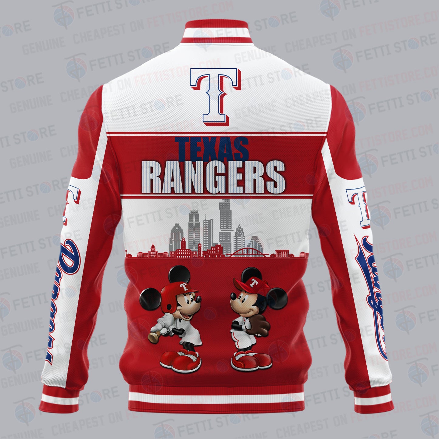 Texas Rangers City And Logo Pattern Print Varsity Jacket - All-Over-Printed Jacket