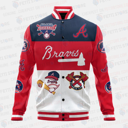 Atlanta Braves Symbol Vintage Design Varsity Jacket - All-Over-Printed Jacket