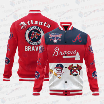 Atlanta Braves Symbol Vintage Design Varsity Jacket - All-Over-Printed Jacket