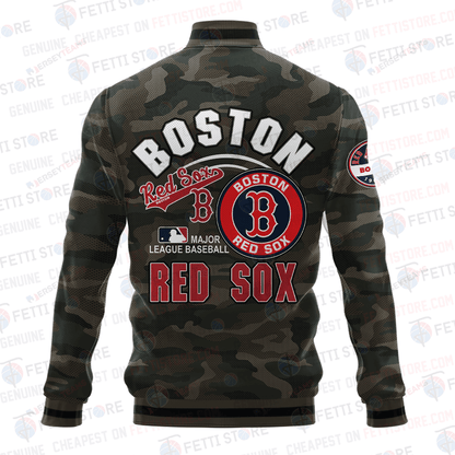 Boston Red Sox Major League Baseball Camo AOP Varsity Jacket STM - All-Over-Printed Jacket
