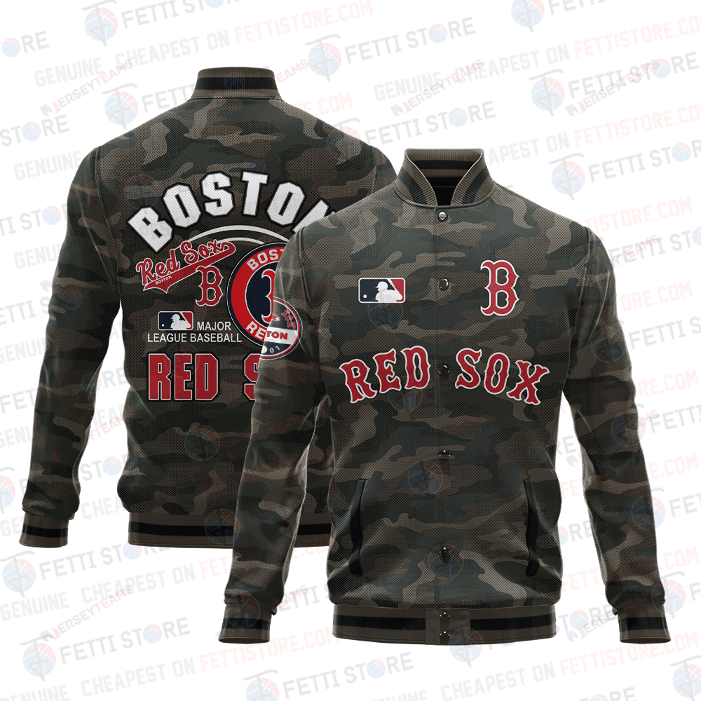Boston Red Sox Major League Baseball Camo AOP Varsity Jacket STM - All-Over-Printed Jacket