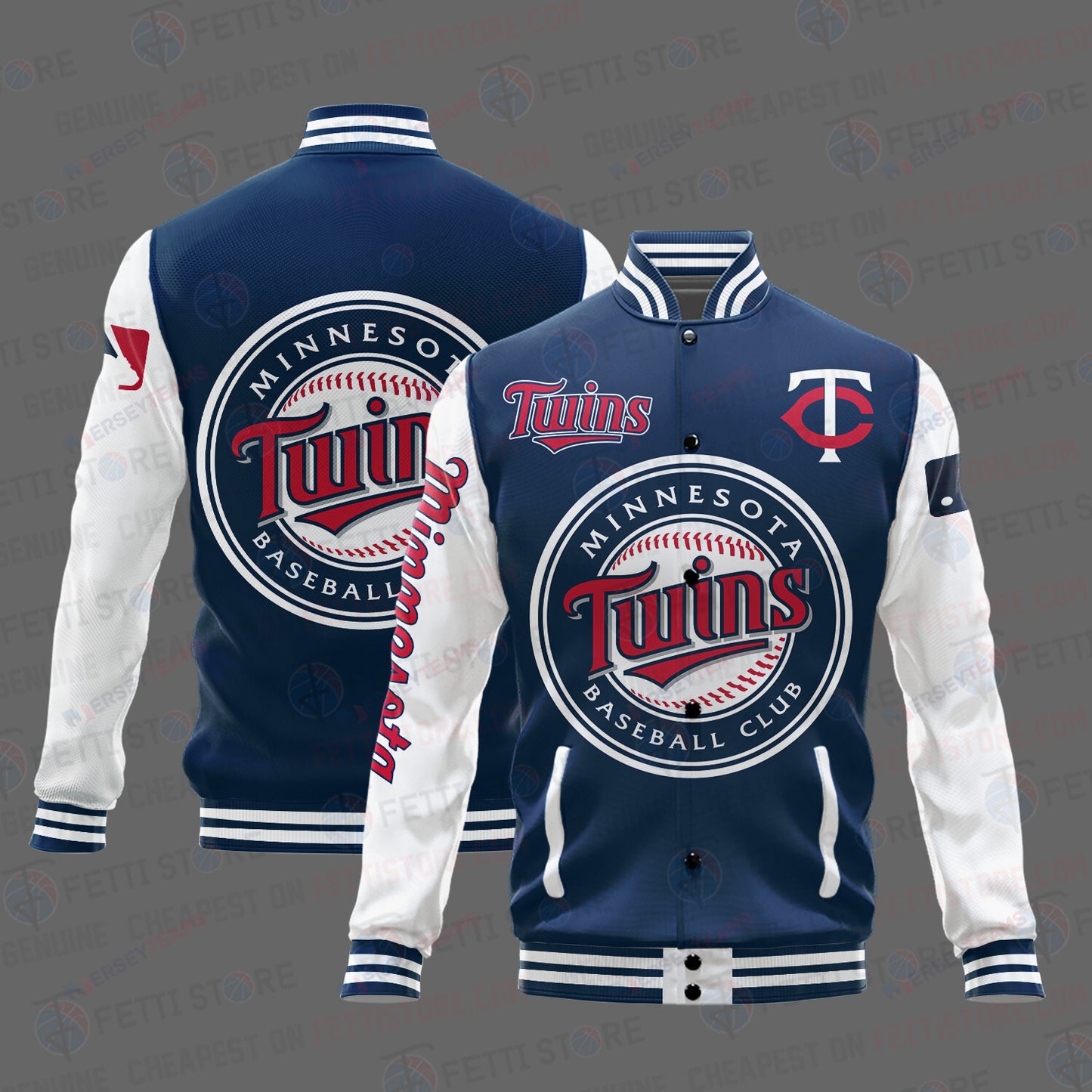 Minnesota Twins Major League Baseball AOP Varsity Jacket STM - All-Over-Printed Jacket