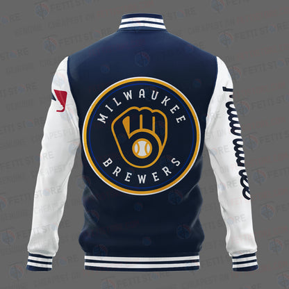 Milwaukee Brewers Major League Baseball AOP Varsity Jacket STM - All-Over-Printed Jacket