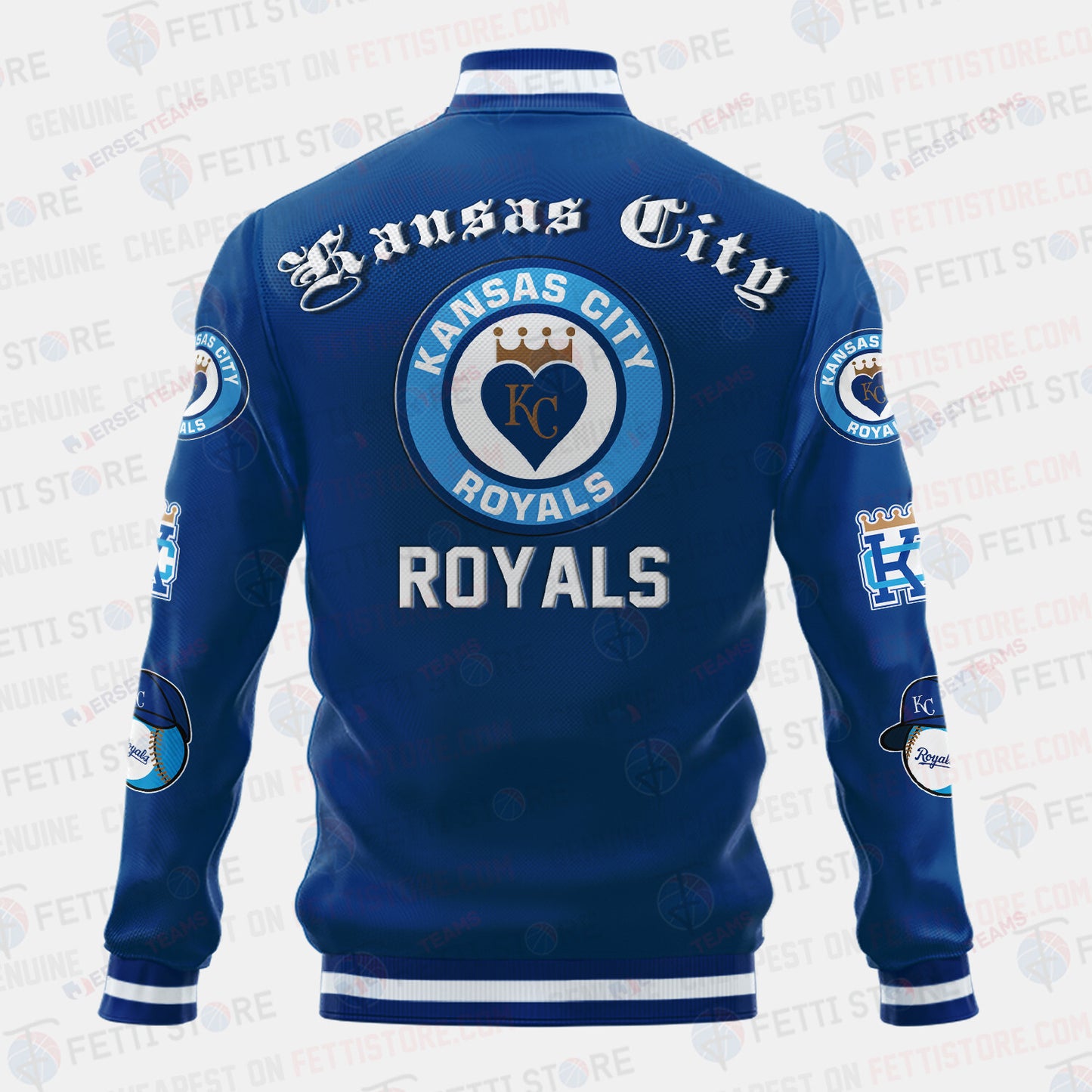 Kansas City Royals Symbol Vintage Design Varsity Jacket - All-Over-Printed Jacket