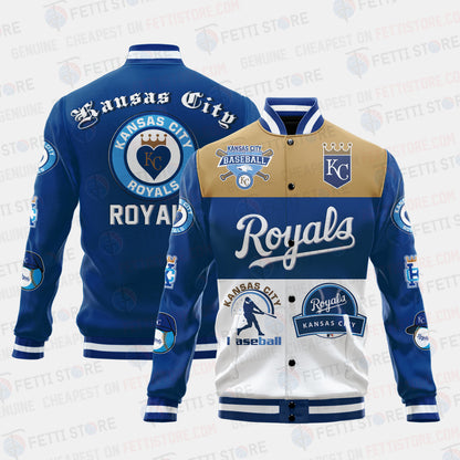 Kansas City Royals Symbol Vintage Design Varsity Jacket - All-Over-Printed Jacket