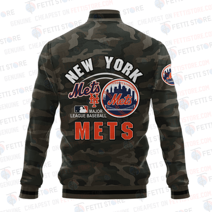 New York Mets Major League Baseball Camo AOP Varsity Jacket STM - All-Over-Printed Jacket