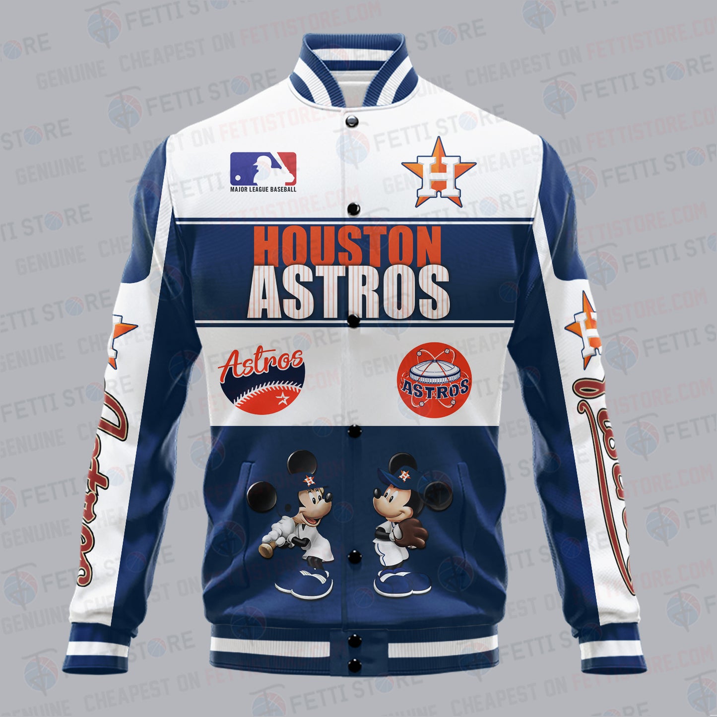 Houston Astros City And Logo Pattern Print Varsity Jacket - All-Over-Printed Jacket