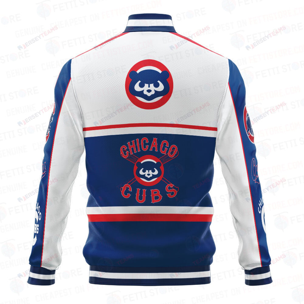Chicago Cubs Baseball White And Dark Blue Pattern Varsity Jacket - All-Over-Printed Jacket