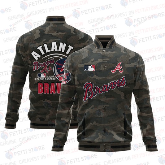 Atlanta Braves Major League Baseball Camo AOP Varsity Jacket STM - All-Over-Printed Jacket
