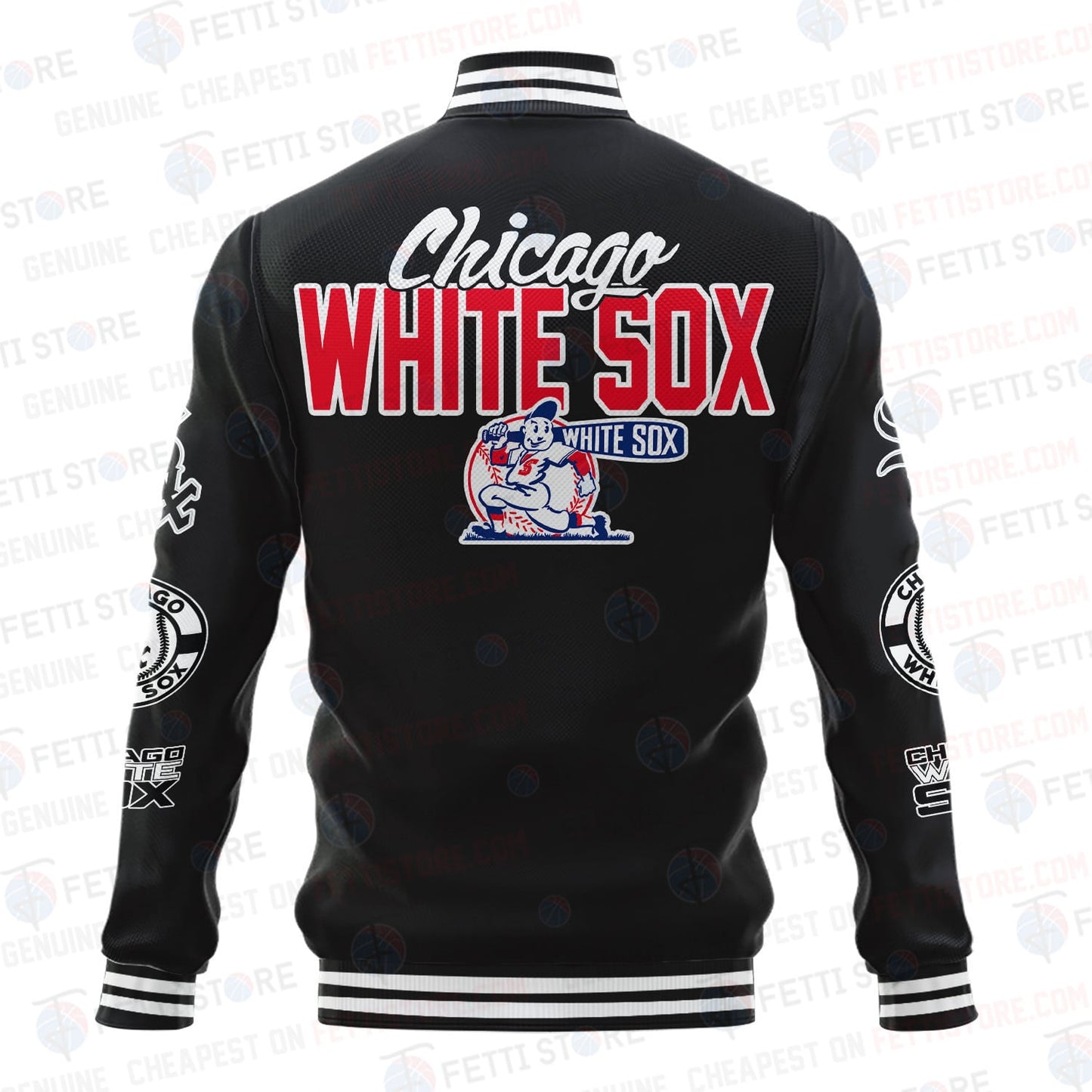Chicago White Sox American League Baseball Vintage Pattern Varsity Jacket - All-Over-Printed Jacket