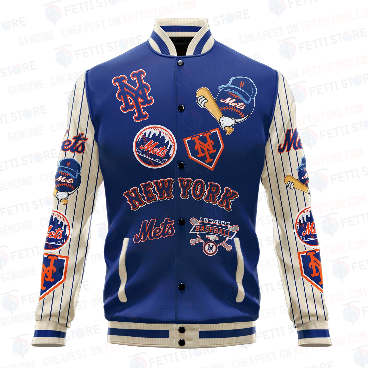 New York Mets - Major League Baseball AOP Varsity Jacket V6 - All-Over-Printed Jacket