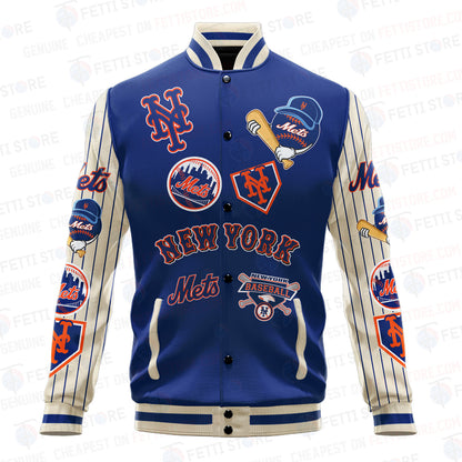 New York Mets - Major League Baseball AOP Varsity Jacket V6 - All-Over-Printed Jacket