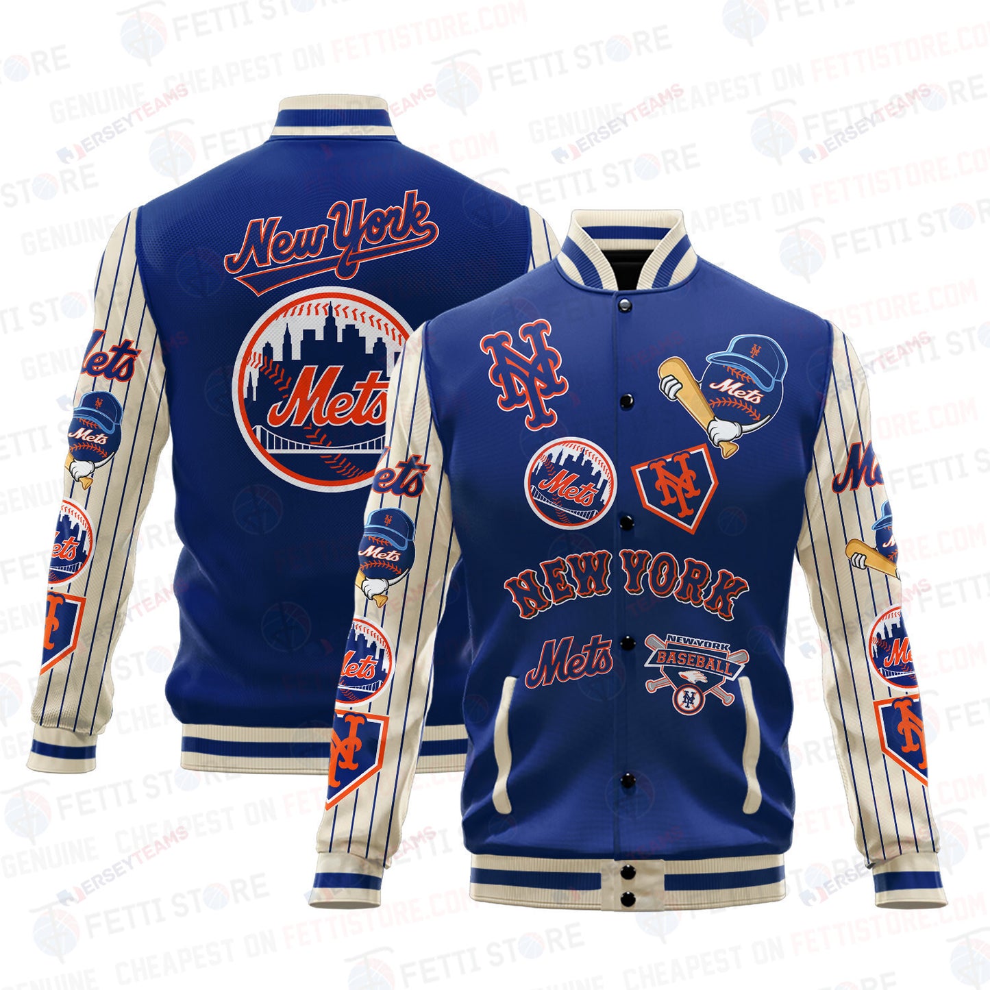 New York Mets - Major League Baseball AOP Varsity Jacket V6 - All-Over-Printed Jacket