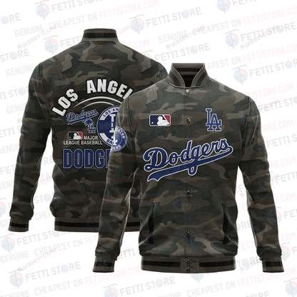 Los Angeles Dodgers Major League Baseball Camo AOP Varsity Jacket STM - All-Over-Printed Jacket