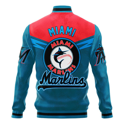 Miami Marlins - Major League Baseball AOP Varsity Jacket V7 - All-Over-Printed Jacket