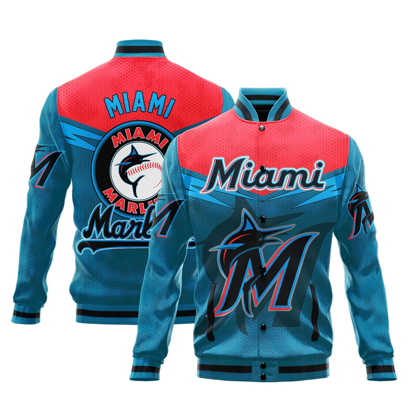 Miami Marlins - Major League Baseball AOP Varsity Jacket V7 - All-Over-Printed Jacket