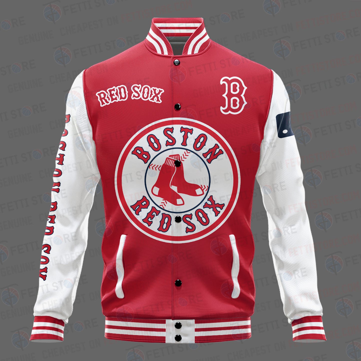 Boston Red Sox Major League Baseball AOP Varsity Jacket STM - All-Over-Printed Jacket