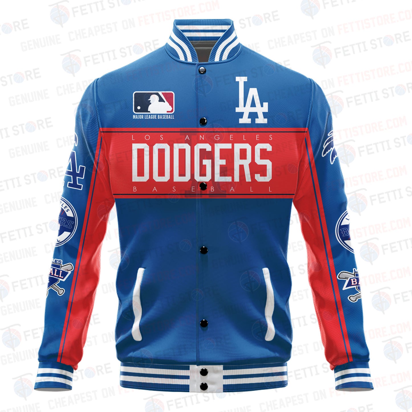 Los Angeles Dodgers American League Baseball Vintage Pattern Varsity Jacket - All-Over-Printed Jacket