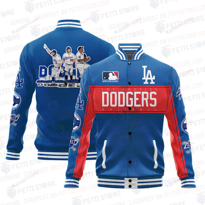 Los Angeles Dodgers American League Baseball Vintage Pattern Varsity Jacket - All-Over-Printed Jacket