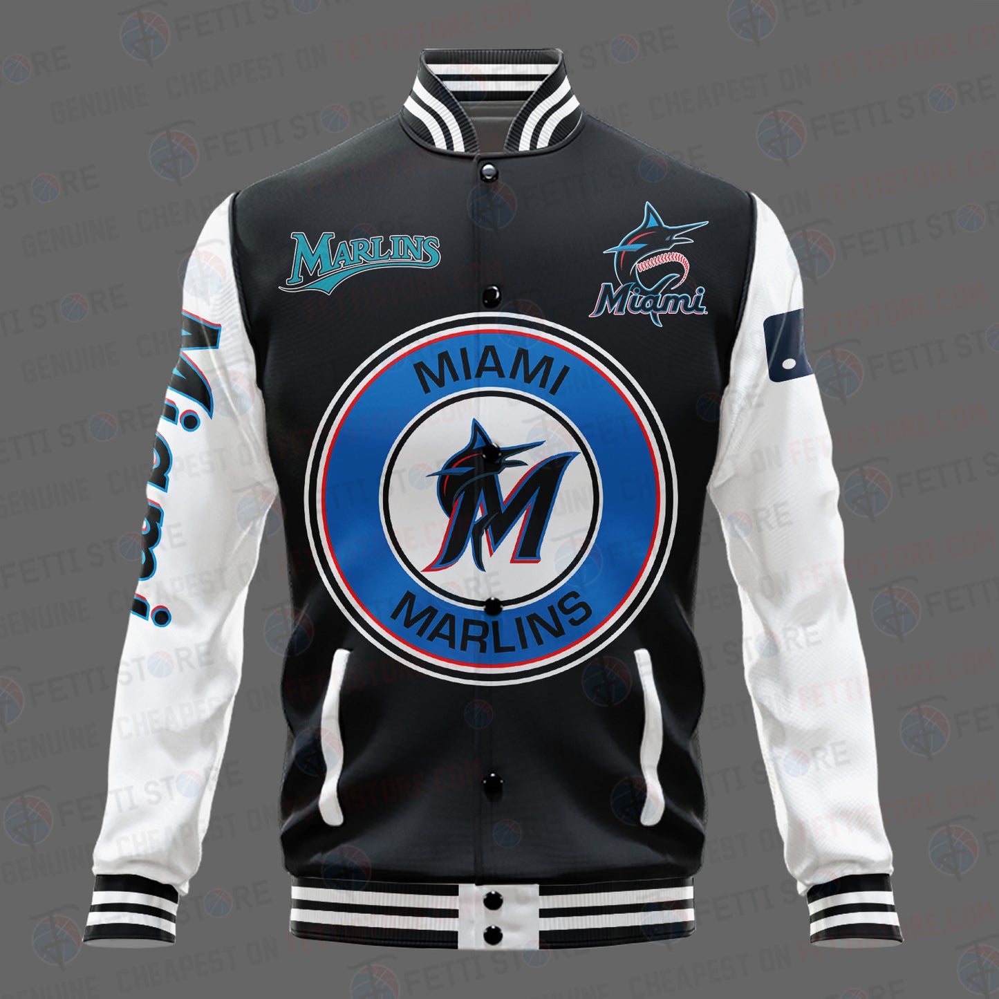 Miami Marlins Major League Baseball AOP Varsity Jacket STM - All-Over-Printed Jacket