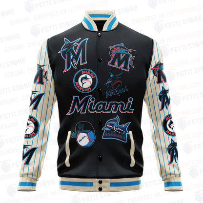 Miami Marlins - Major League Baseball AOP Varsity Jacket V6 - All-Over-Printed Jacket