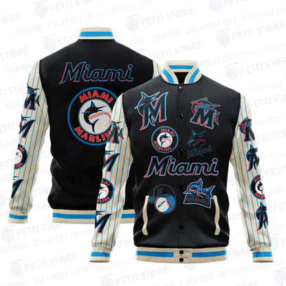 Miami Marlins - Major League Baseball AOP Varsity Jacket V6 - All-Over-Printed Jacket