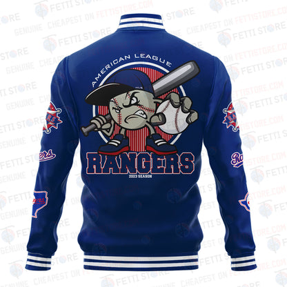 Texas Rangers American League Baseball Vintage Pattern Varsity Jacket - All-Over-Printed Jacket