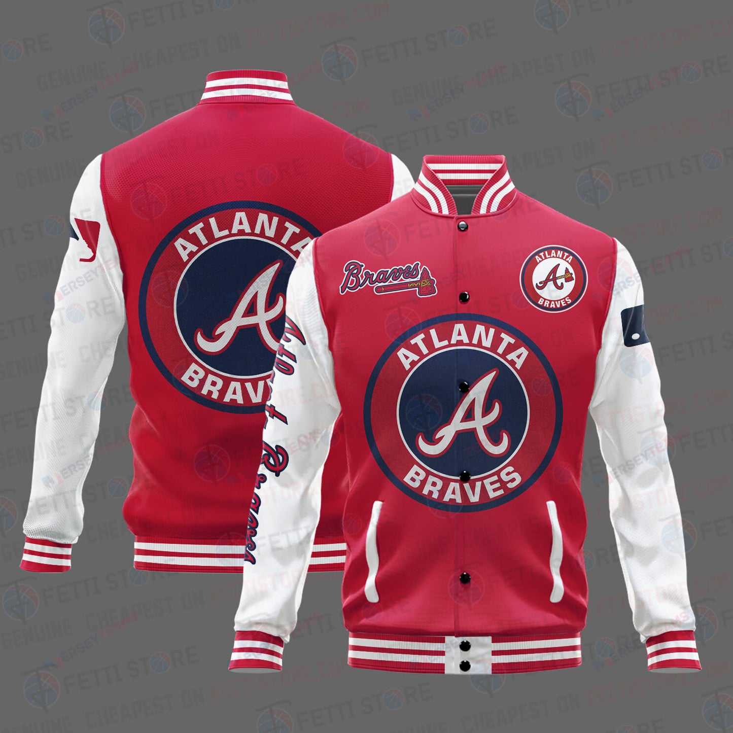 Atlanta Braves Major League Baseball AOP Varsity Jacket STM - All-Over-Printed Jacket