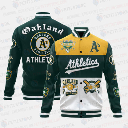 Oakland Athletics Symbol Vintage Design Varsity Jacket - All-Over-Printed Jacket